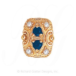 GS525 S/PL - 14 Karat Gold Slide with Sapphire center and Pearl accents 